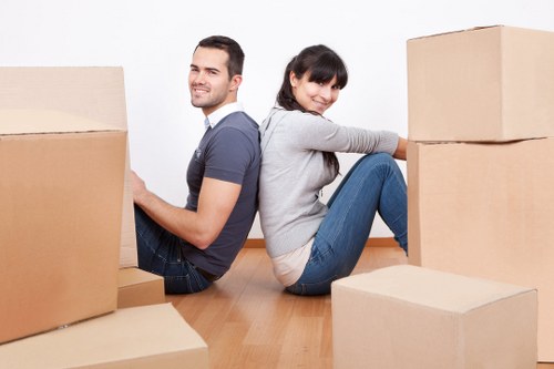 Organised storage facility with boxes and furniture for Highbury customers