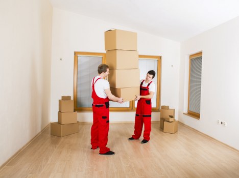 Wardrobe boxes and moving cartons prepared for a local Highbury move
